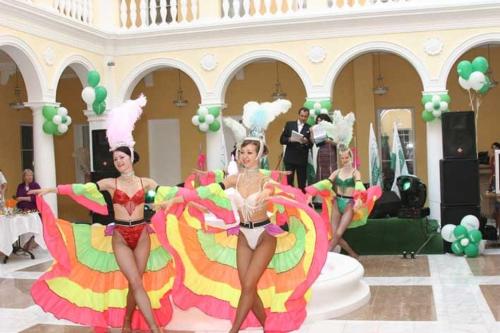 a group of women in swim suits in front of a stage at President-hotel Tavrida in Yalta