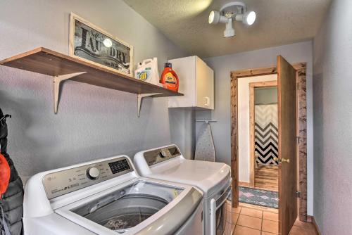 a washer and dryer in a small room at Near Hikes and Arkansas River Mtn-View Getaway! in Nathrop
