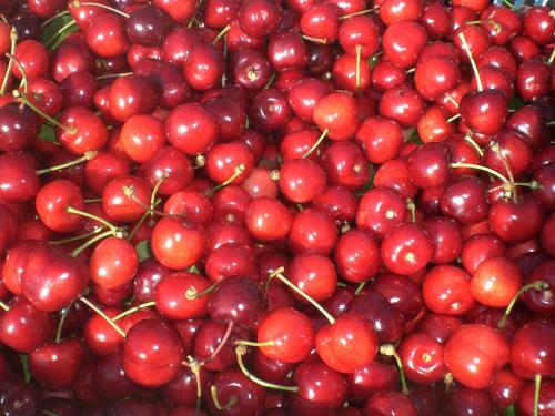 a pile of red cherries sitting next to each other at I Ciliegi in Osimo