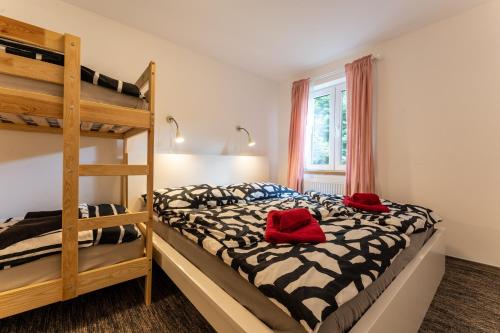Postel nebo postele na pokoji v ubytování Apartmán Liška v Peci - apartmánový dům Horalka, Pec pod Sněžkou