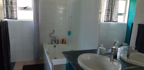 a bathroom with a sink and a toilet in it at Ocean rush Seagull in Zinkwazi Beach