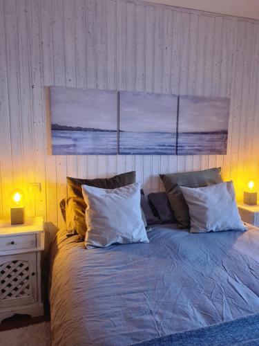 a bedroom with a bed with two pillows at Tuhogarencerler parking y taquilla en pistas in Cerler