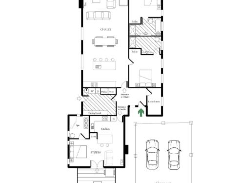 a floor plan of a house at Kickenback Lodge - 3BR Lodge l Gym l Indoor Pool l Tennis l WiFi l Air-Con in Crackenback