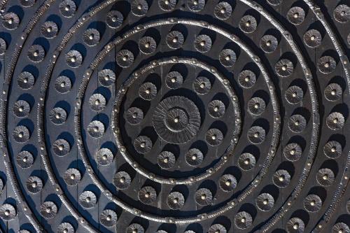 an overhead view of a metal ceiling at Volhon Mansions of Parnassos in Eptalofos