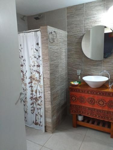 Phòng tắm tại Kleine Häuser Apart Cabañas VGB-Córdoba