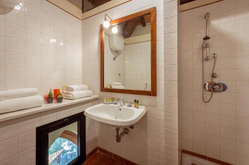 a bathroom with a sink and a mirror at Agriturismo I Bonsi in Reggello