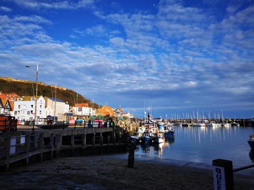 a group of boats docked in a harbor at The Thoresby - Room Only in Scarborough