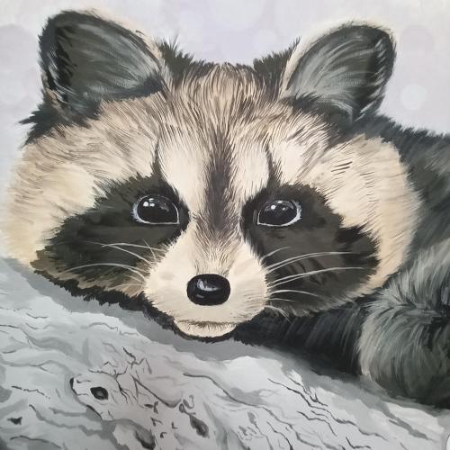 a painting of a baby raccoon at Три горішки in Yaremche