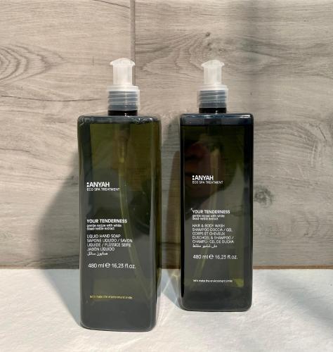 two bottles of soap sitting next to each other at Hotel Gardenia Fiera in Cermenate