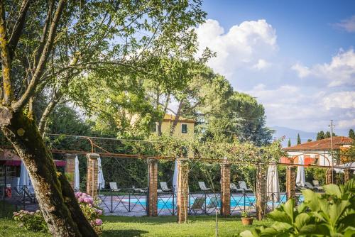 a view of a swimming pool from a yard at Hotel Villa La Principessa in Lucca