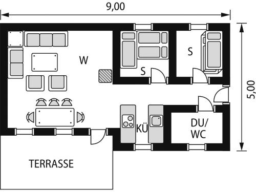 a floor plan of a small house at Holiday Home Berthabu by Interhome in Øyuvstad
