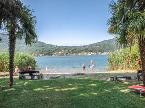 a group of people swimming in a lake at Apartment Residenza Parcolago Apt-212 by Interhome in Caslano