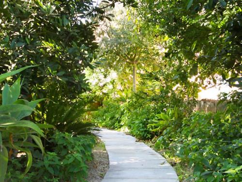 サン・リョレンツ・デス・カルダサルにあるHoliday Home Peretó by Interhomeの木々や植物が生い茂る庭園を通る小道