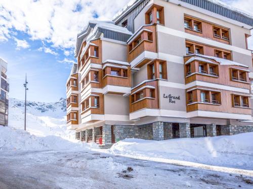 a building with snow in front of it at Apartment Grand Roc - Val Claret-1 by Interhome in Tignes