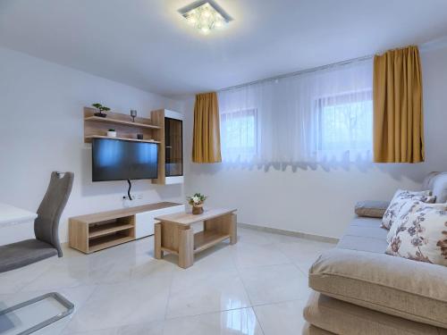 a living room with a couch and a flat screen tv at Apartment Meden by Interhome in Galižana