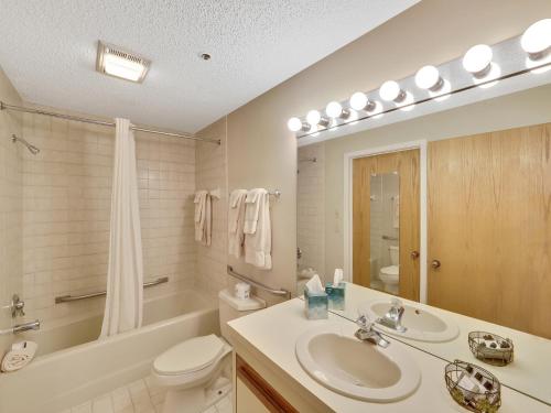 a bathroom with a sink and a toilet and a tub at 119 Edgewater Inn in Charlevoix