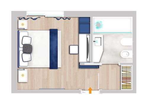 a drawing of a floor plan of a room at Hotel Orient & Pacific in Lido di Jesolo