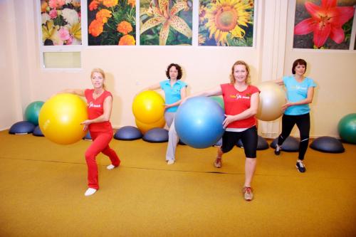 a group of women in a gym with exercise balls at Toila Spa Hotel in Toila