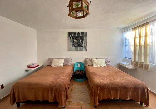 two beds sitting next to each other in a room at CASA ENTERA PURA VIDA! in Ciudad Hidalgo