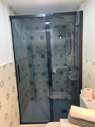 a shower with a glass door in a bathroom at Coco Homes in Madrid