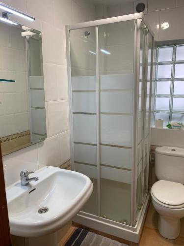 アリカンテにあるApartamento Benjamin Rodriguezのシャワー、洗面台、トイレ付きのバスルーム