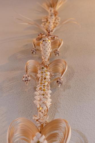 a cross made out of shells on the floor at Ladiri - Antica dimora in terra cruda in Sìnnai