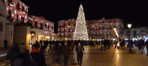 a group of people walking around a christmas tree at Awesomehouse centre Bari in Bari