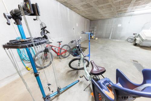 two bikes are parked in a garage at Apartaments Trainera in Esterri d'Àneu