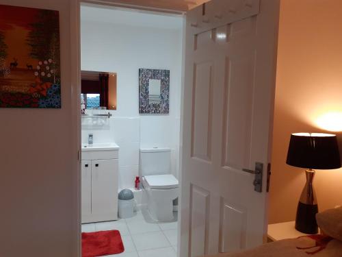 a bathroom with a toilet and a sink at Safe haven in Peacehaven