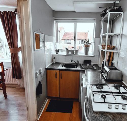 Kuchyň nebo kuchyňský kout v ubytování SW19 - Quiet split-level 2-bedroom maisonette with garden
