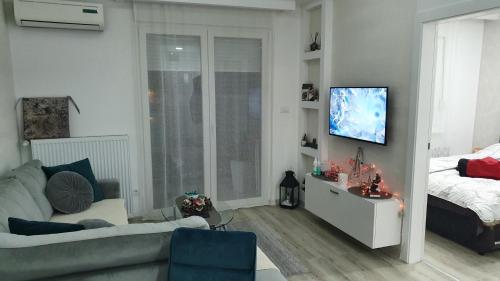 Uma televisão e/ou sistema de entretenimento em Apartman Relax