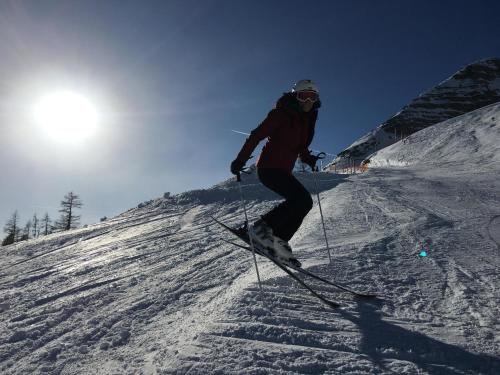 una persona sta sciando su una pista innevata di Apartment Mona´s Home a Sankt Pankraz