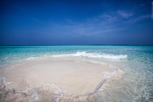 a heart shaped island in the middle of the ocean at Stingray Beach Inn in Maafushi