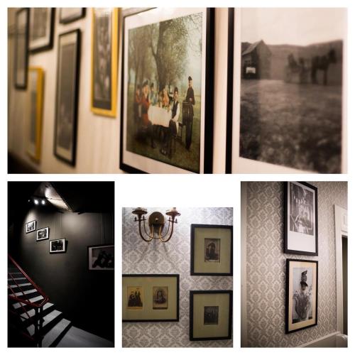 a collage of photos of pictures on a wall at Ati Ambavi Botique Hotel Gudauri in Gudauri