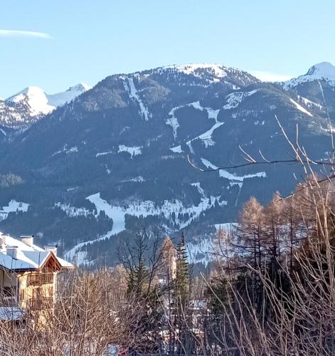 a view of a mountain with snow covered mountains at CASA 4 PIOPPI - Agenzia Dolomiti Affitti in Cavalese