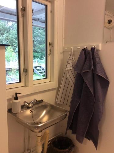 a bathroom with a sink and a window at Bergliot Bed & Breakfast in Hundested