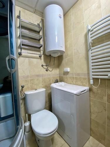 a small bathroom with a toilet and a sink at Apartman Marko B in Vrnjačka Banja