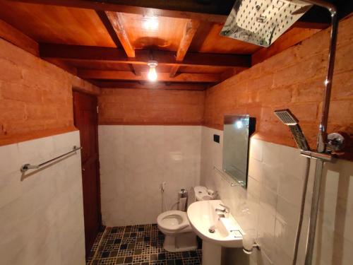 een badkamer met toilet en wastafel bij Cinnamon Village Sinharaja in Deniyaya