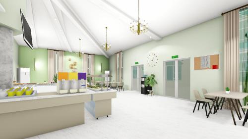 a rendering of a lobby with a table and chairs at SULO Bautino Hotel in Bautino