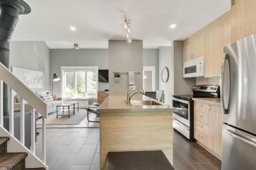 a kitchen with a sink and a counter top at INITIAL - ZÉPHYR - Mont-Sainte-Anne in Beaupré