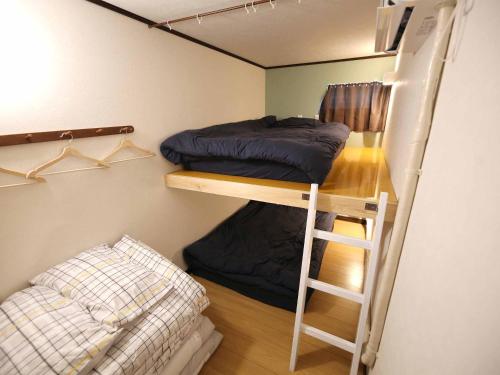 a small room with a bunk bed and a ladder at 民泊 Lokahi海まで徒歩約2分の好立地 敷地内に居酒屋あります in Iioka