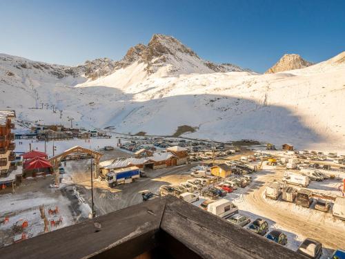 a view of a town with a snowy mountain at Apartment Rond Point des Pistes - Val Claret-17 by Interhome in Tignes