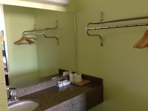 a bathroom with a sink and a mirror at Executive Inn Tulia in Tulia