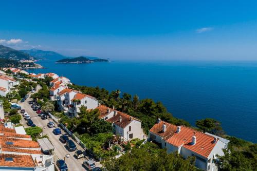an aerial view of a town next to the ocean at Apartment Edita in Dubrovnik