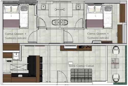 a floor plan of a small building with at Apto 2 suites com elevador no Frances -Adm Nutelss in Praia do Frances