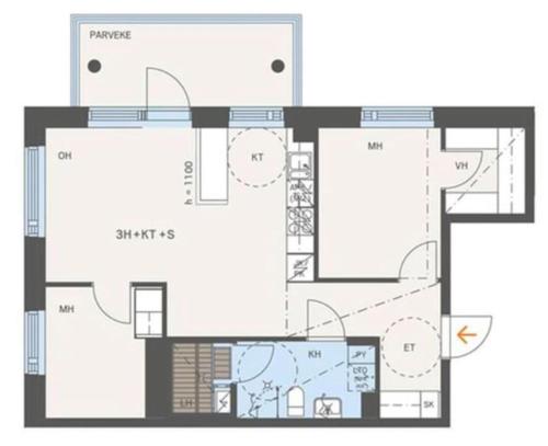 The floor plan of Modern two bedroom apartment near Helsinki Airport