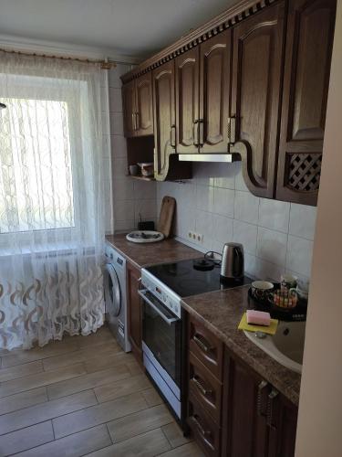 Η κουζίνα ή μικρή κουζίνα στο Тисовець квартира