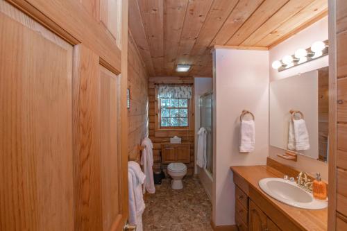 Koupelna v ubytování Treetops Cabin easy to Asheville with fast wifi and great view
