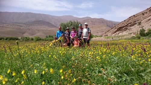a group of people standing in a field of flowers at Gte Tawada - Happy Valley - Room for 3 People in Agouti