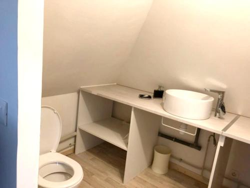 Saint-Vaast-dʼÉquiquevilleMaison confortable à Saint-Vaast-d'Équiqueville avec garage.的带水槽和马桶的浴室